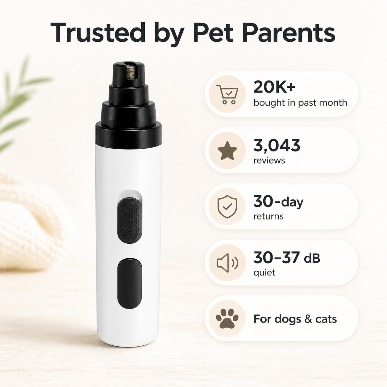 Rechargeable Dog Nail Grinders USB Charging Pet Nail Clippers Electric Dog Cat Paws Nail Grinder Grooming Trimmer Tools