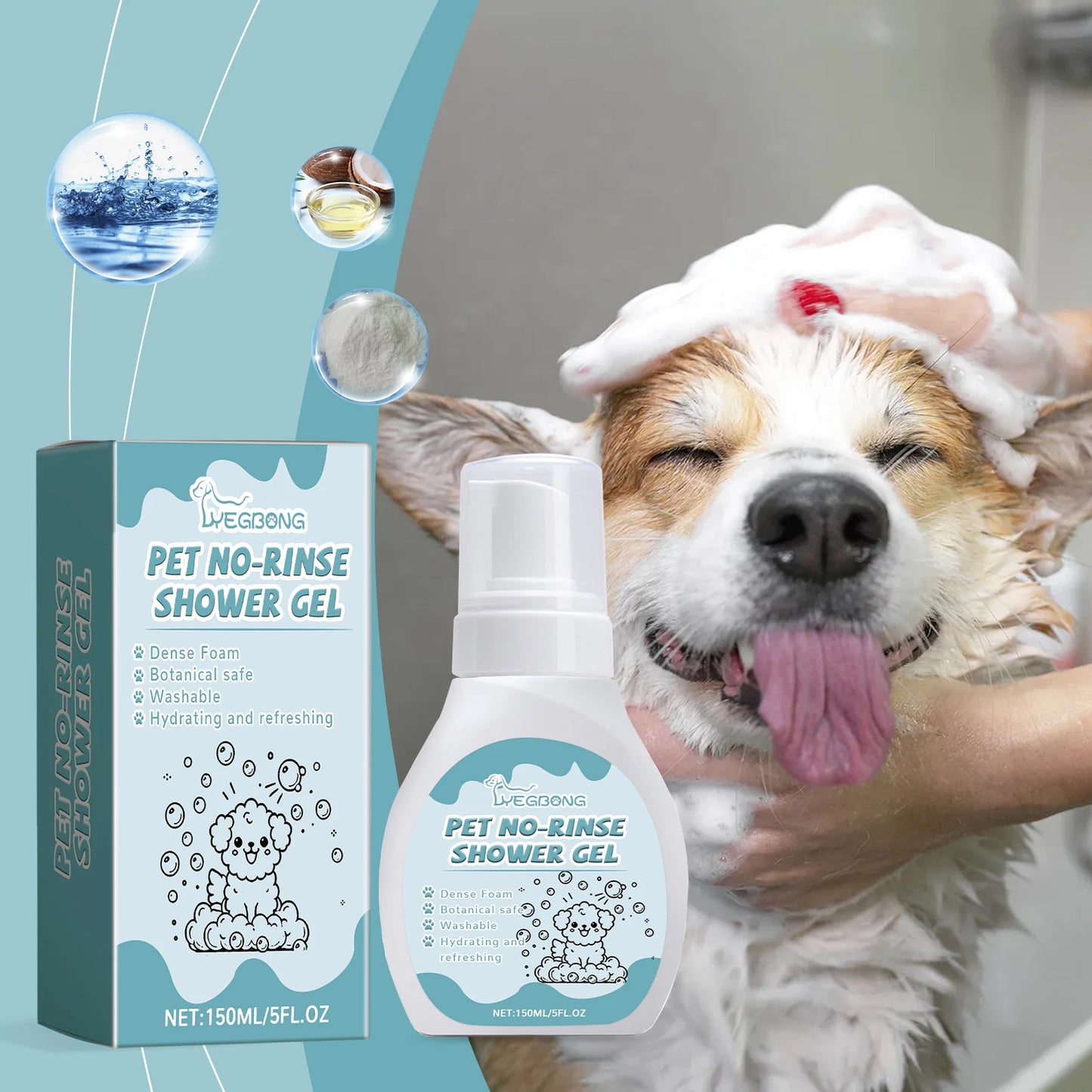 Waterless No Rinse Dry Shampoo For Cat Dog Animal Grooming Pet Cleaning Friendly Dog Dry Foaming Bath Spray Pet Supplies 150ml