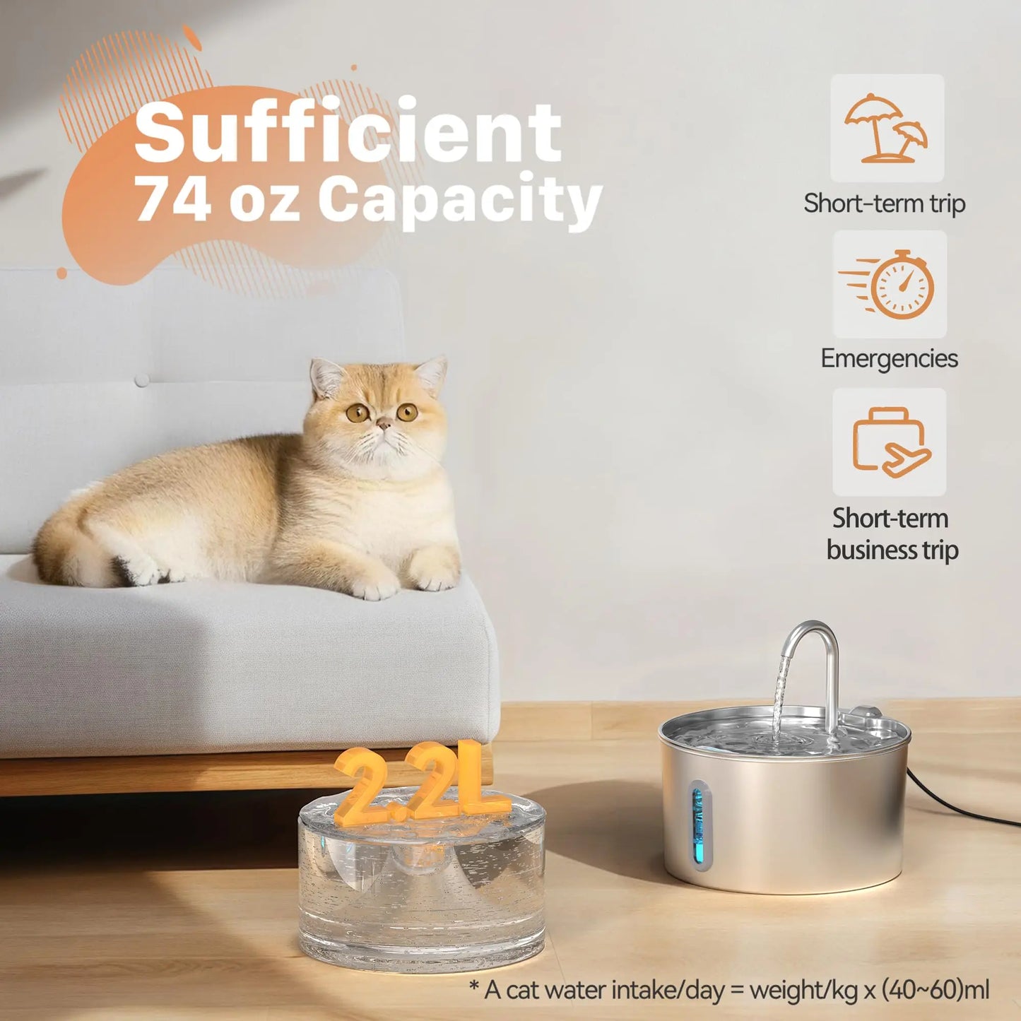 Stainless Steel Cat Water Fountain Automatic Cat Drinker Drinking Fountain For Cats Dogs Pet Water Dispenser Bowl