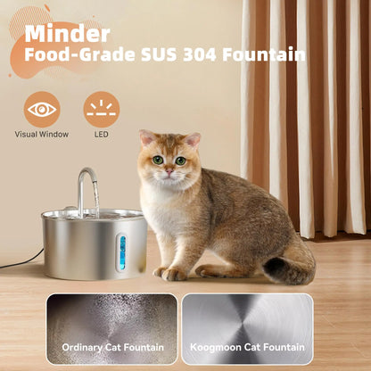 Stainless Steel Cat Water Fountain Automatic Cat Drinker Drinking Fountain For Cats Dogs Pet Water Dispenser Bowl