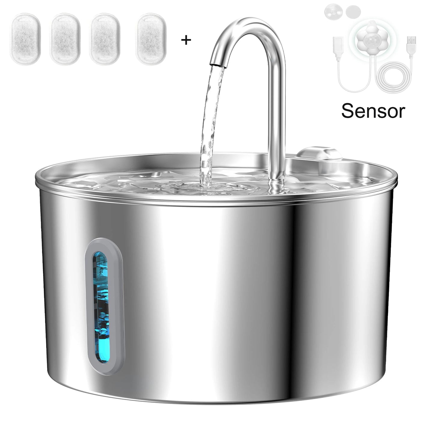 Stainless Steel Cat Water Fountain Automatic Cat Drinker Drinking Fountain For Cats Dogs Pet Water Dispenser Bowl